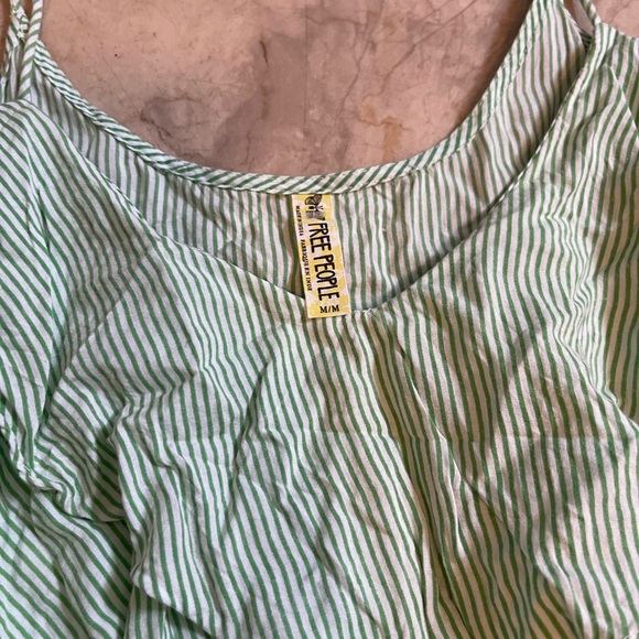 Free People Green Medium Flutter Away Green Stripe Ruffle Dress - Picture 5 of 7